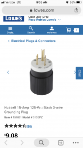 Hubbell 15-Amp 125-Volt Black 3-Wire Grounding Plug