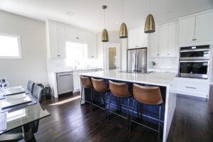 kitchen with dark hardwood floors