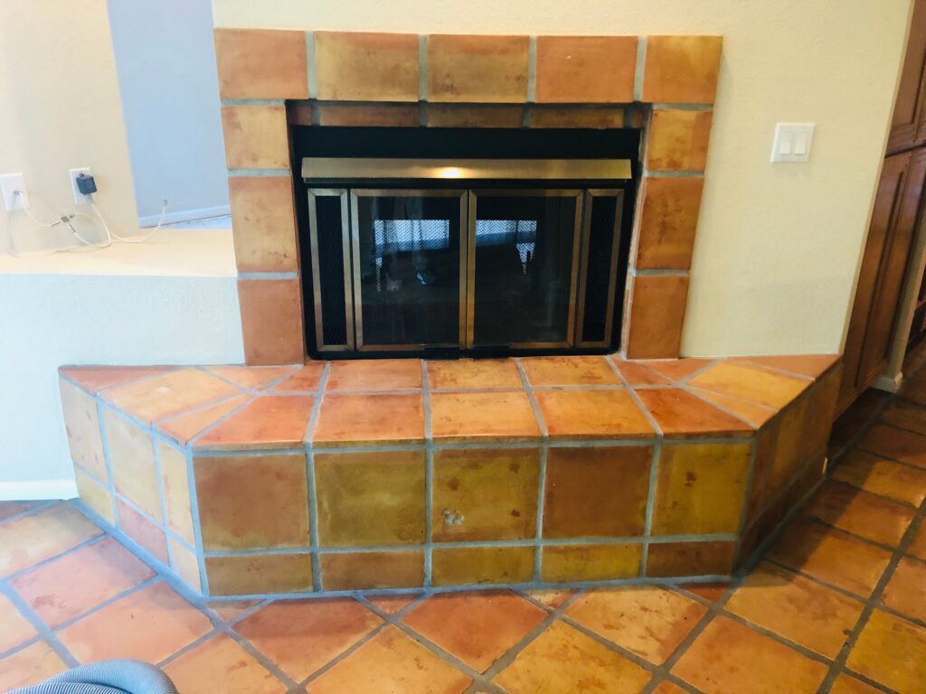 removal of tile from a fireplace